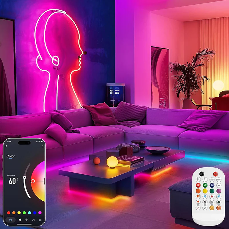 RGB Neon LED Strip Lights 8mm – Smart Wi-Fi & Bluetooth App Control (10m/32.8ft) - Image 4