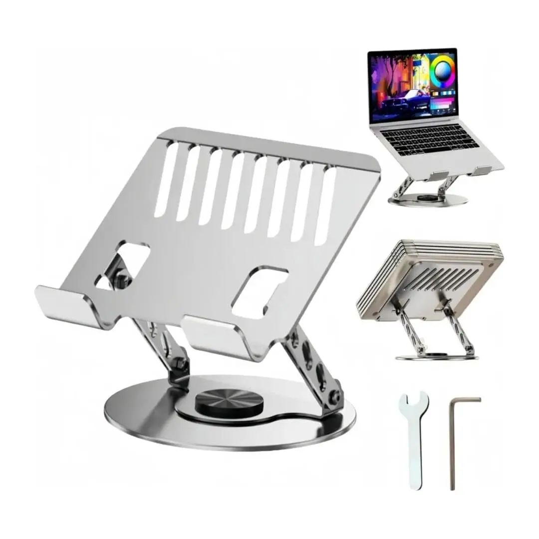JBQ Adjustable & 360° Rotating Aluminum Laptop Stand - Image 2