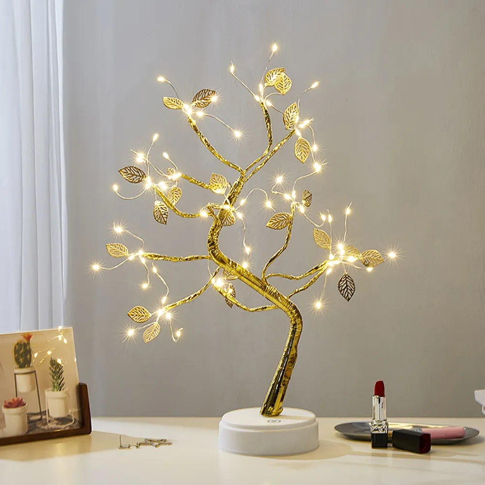 Golden Leaf Tree Light & 72 LEDs Pearl